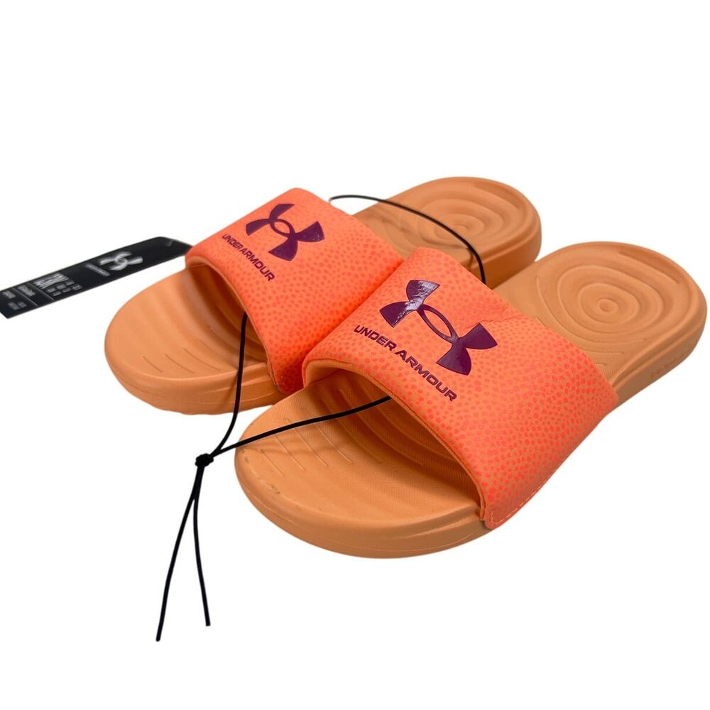 Under Armour Girl Ansa Graphic Fixed Strap Slide Sandal Orange/Cherry Size 13K